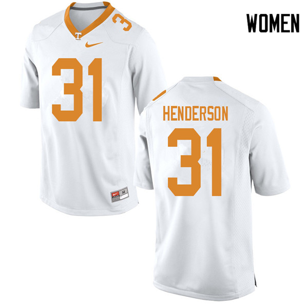 Women #31 D.J. Henderson Tennessee Volunteers College Football Jerseys Sale-White